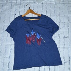 Blue and Red Short Sleeve Tees